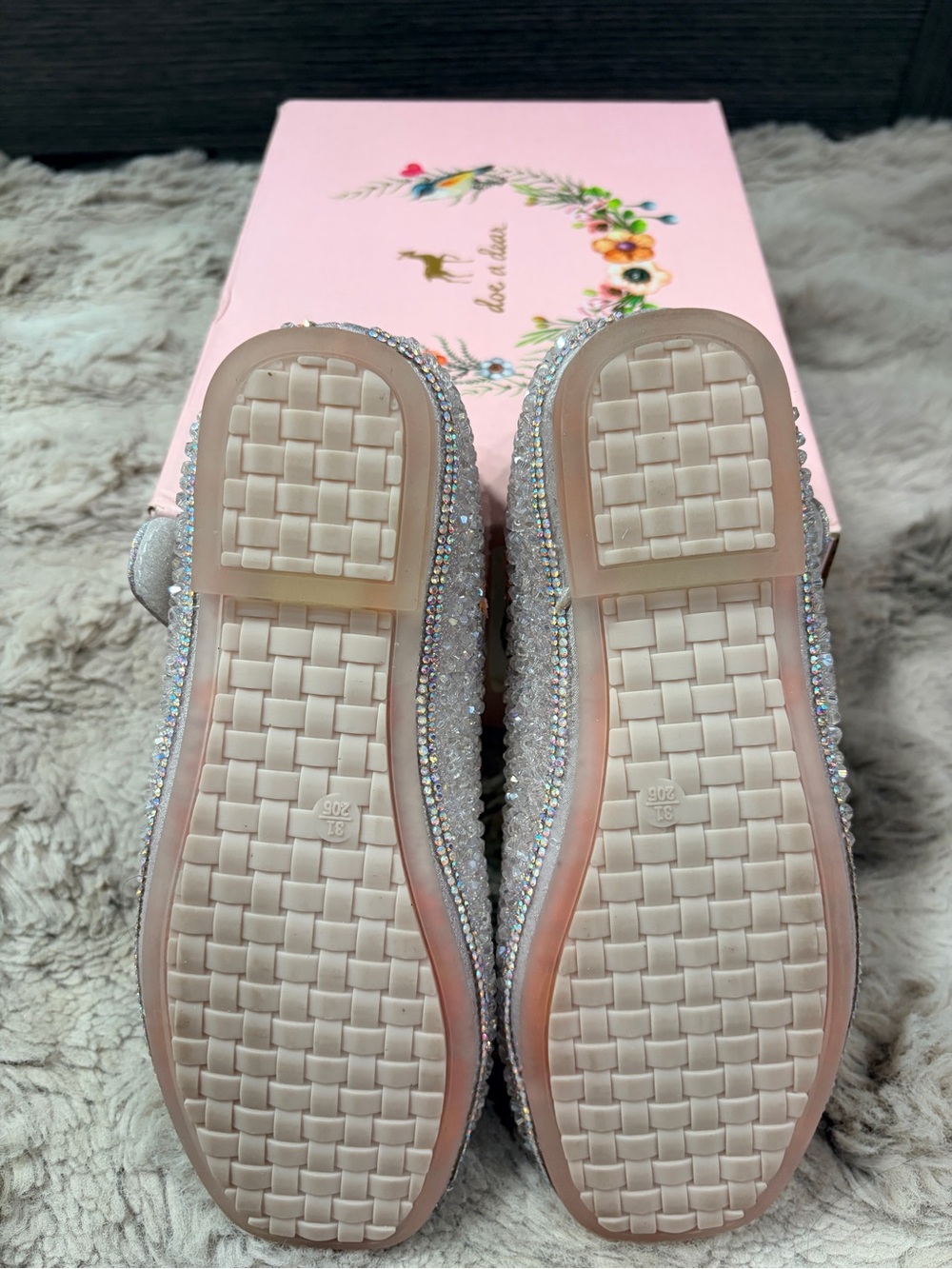 Girls Pink Glitter Crystal Mary Jane Dress Shoes with Strap - Picture 5 of 8